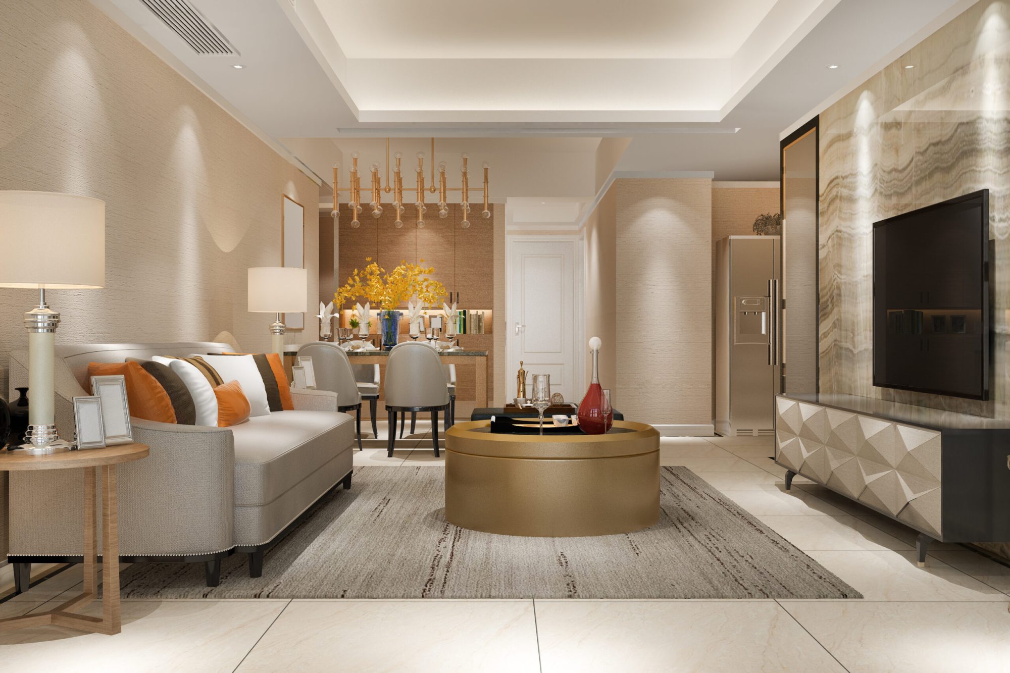 3d rendering modern dining room and living room with luxury decor Residential Interior Designers | Personalized Home Interiors